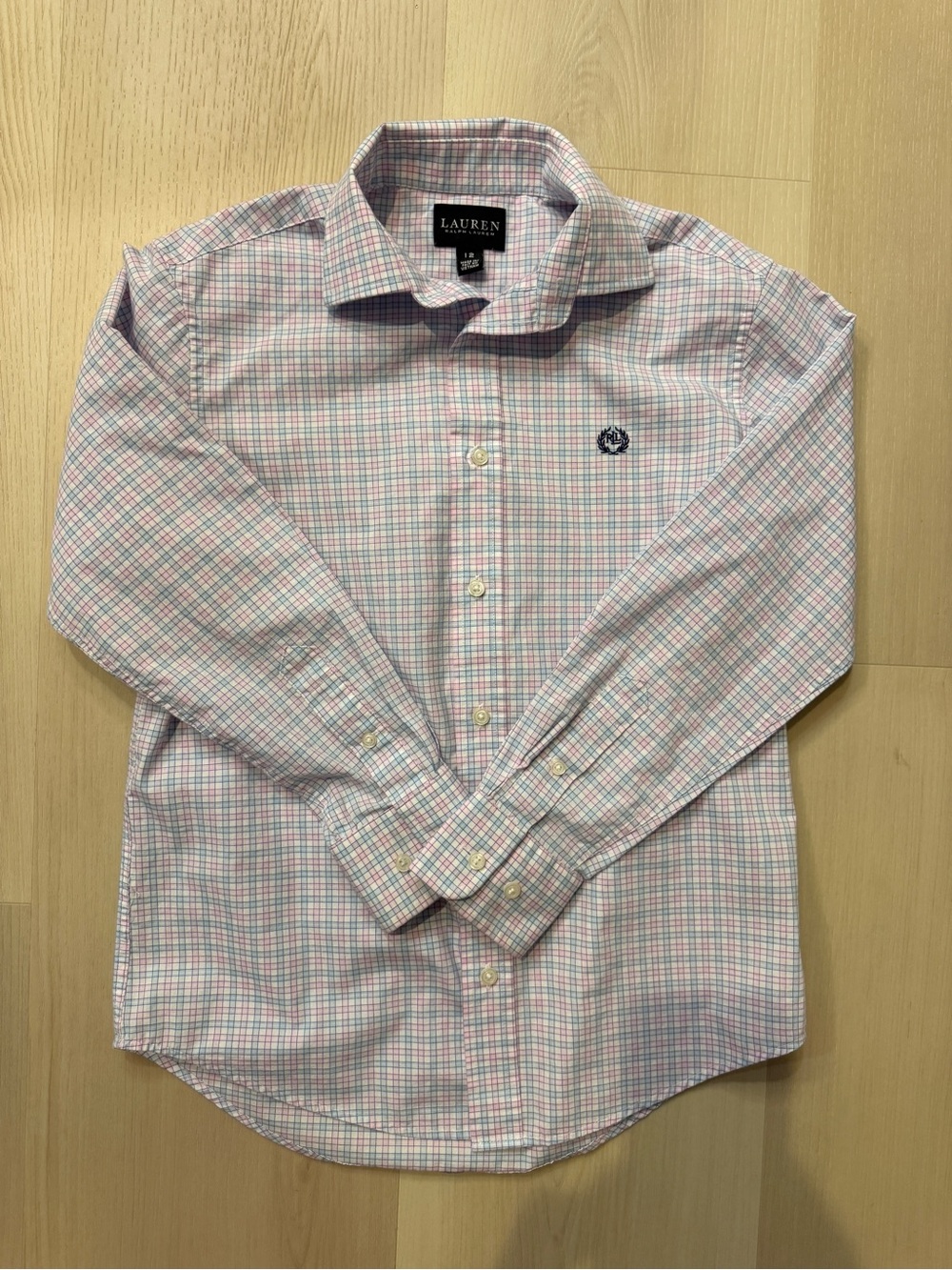 Lauren Ralph Lauren Pink Blue Plaid Button-Down Shirt - Boys